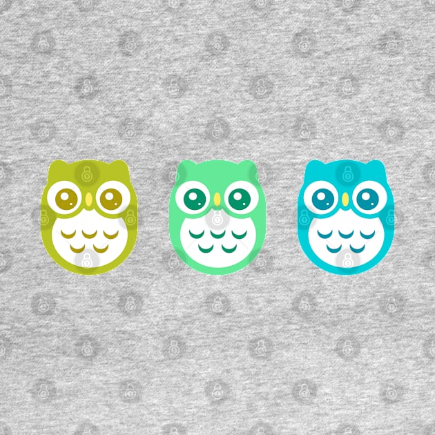 Green Aqua Blue Baby Owls by ClaudiaRinaldi